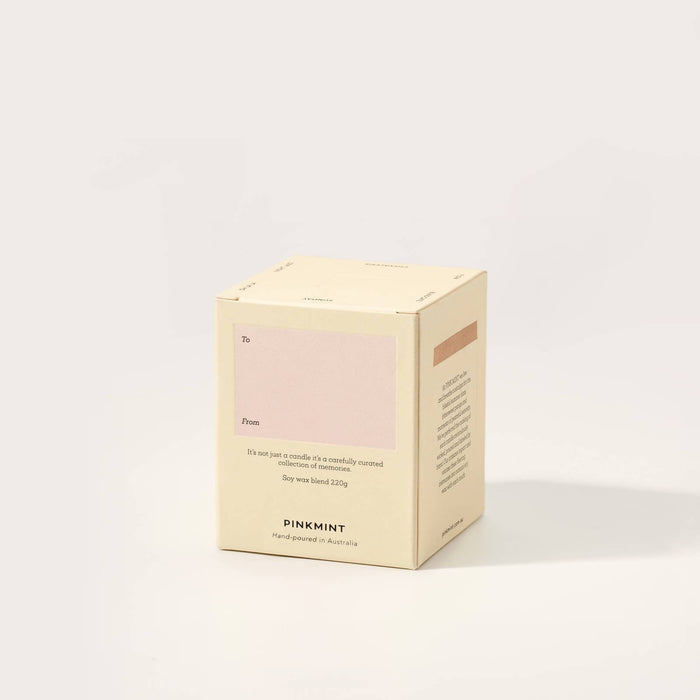 Back of candle presentation box with gift label - ANNIE.G