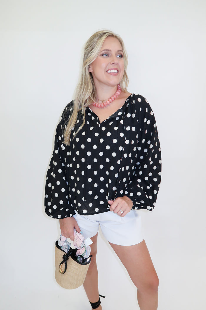 Play It Classic Polka Dot Top - The Pink Tulip Clothing