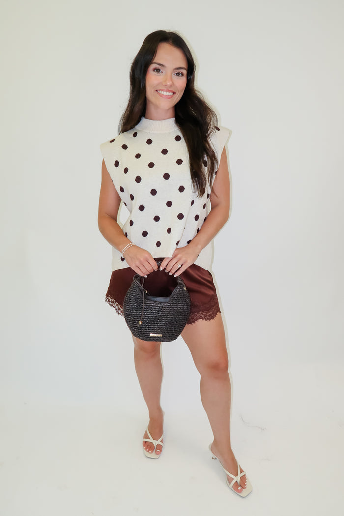 Play It Cool Polka Dot Hi-Low Sweater - The Pink Tulip Clothing
