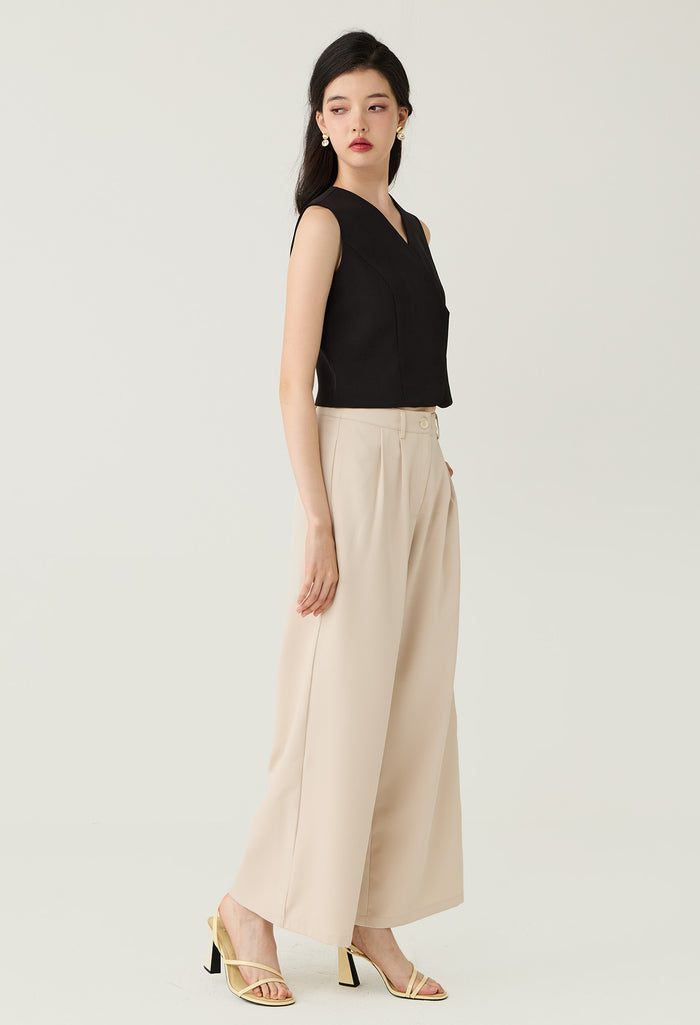 Pleated Front Palazzo Pants