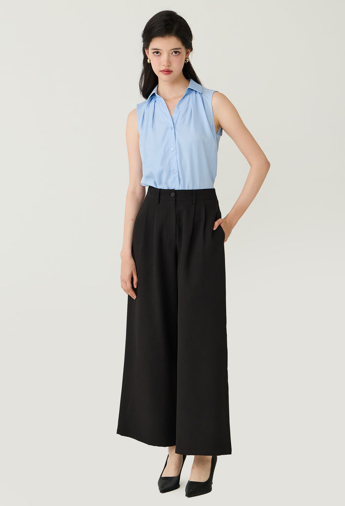 Pleated Front Palazzo Pants