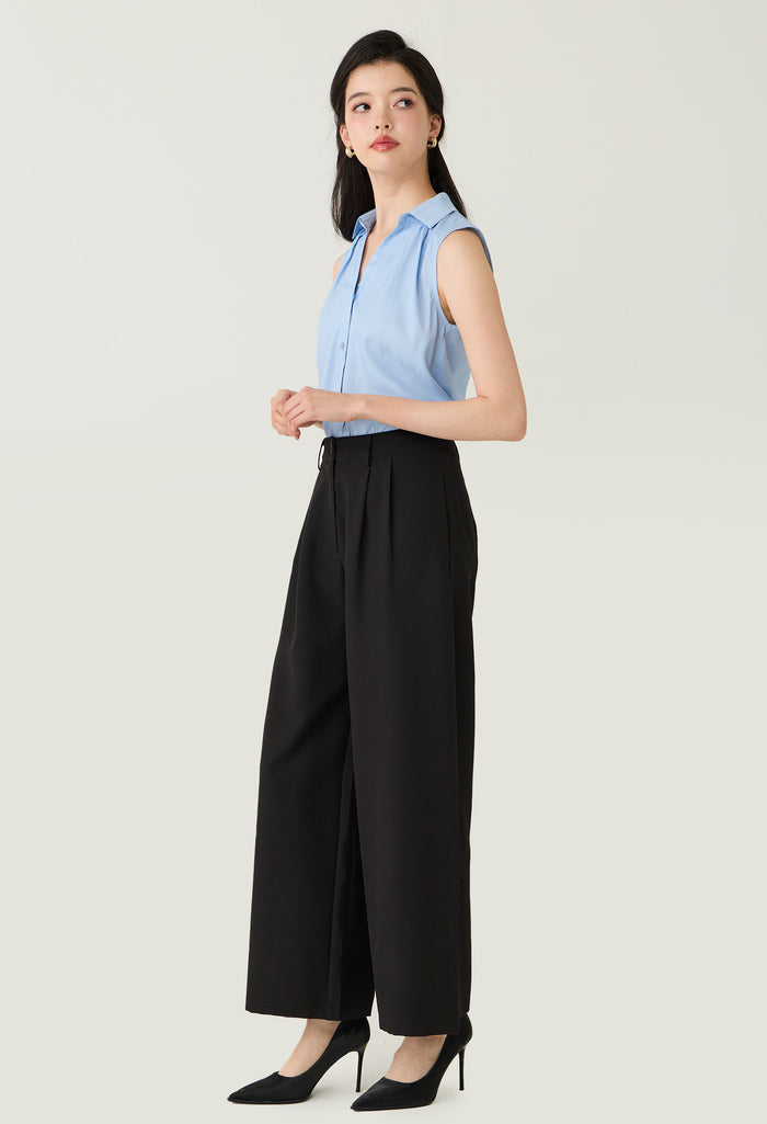 Pleated Front Palazzo Pants