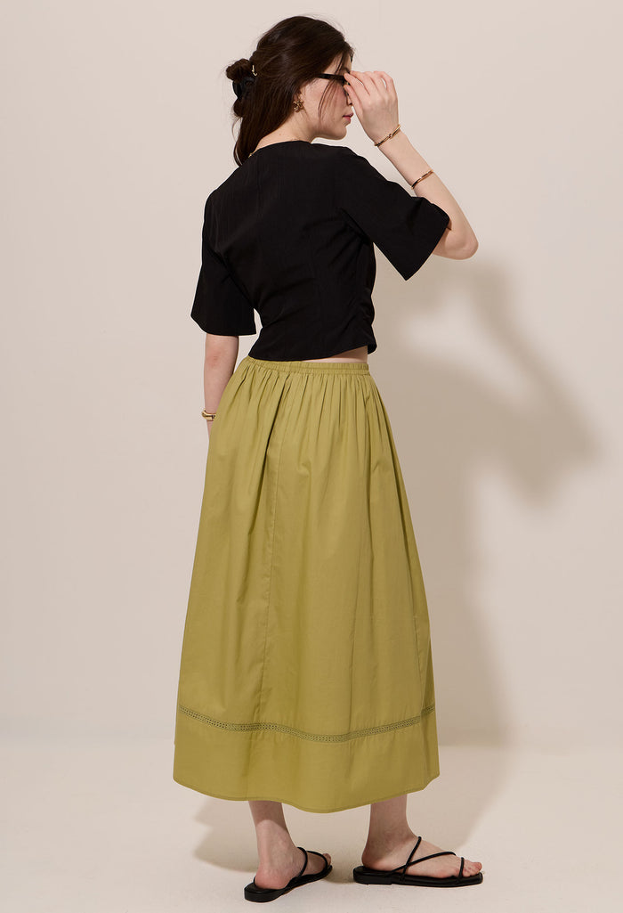 Pleated Surplice Faux Wrap Crop Top