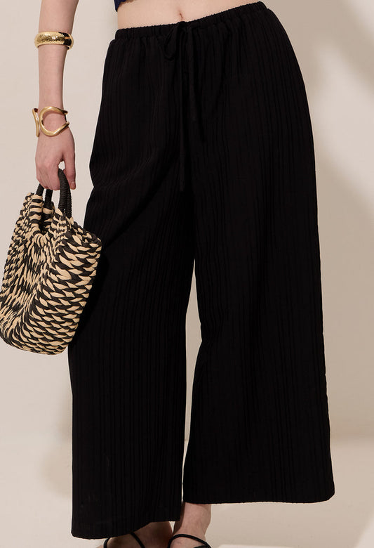 Plissé Elastic Drawstring Pants