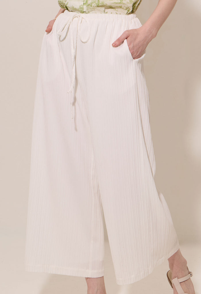 Plissé Elastic Drawstring Pants