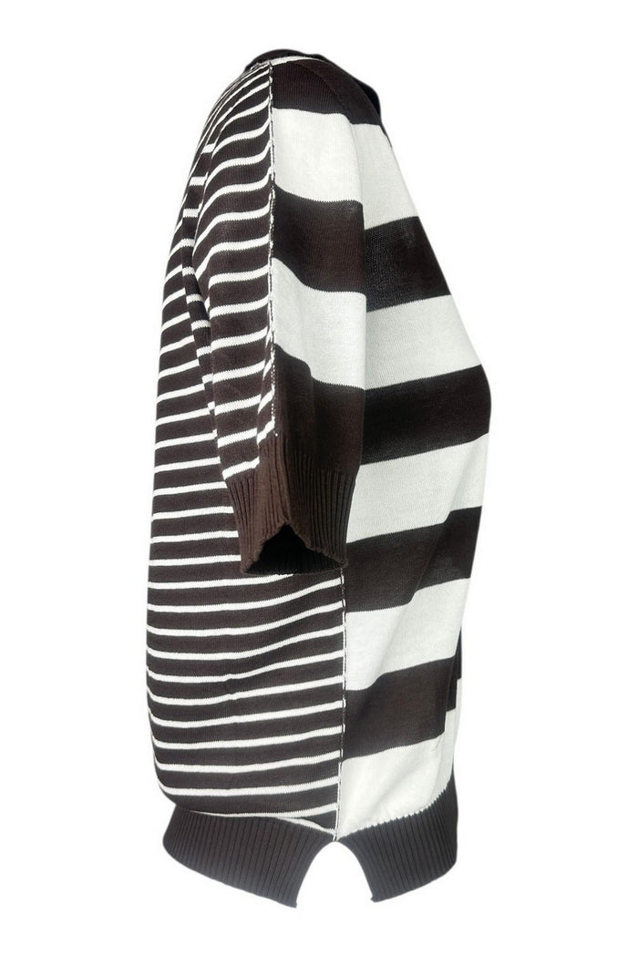 polo donna a righe marrone e bianco
