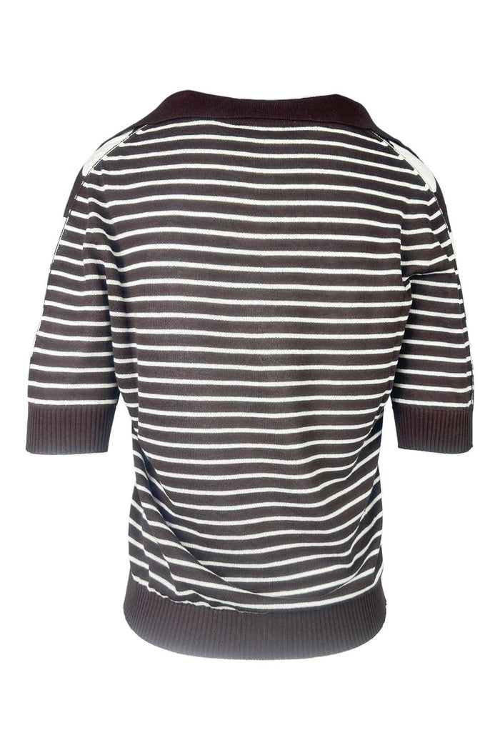 polo donna a righe marrone e bianco