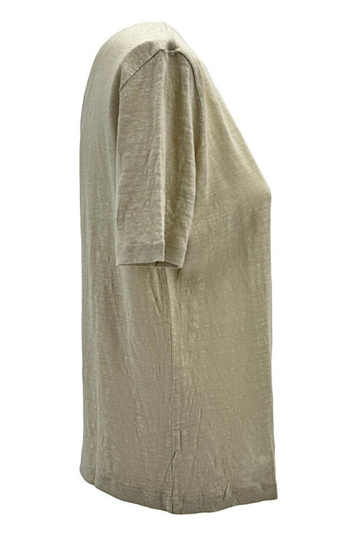 polo donna in lino color corda collo in piedi