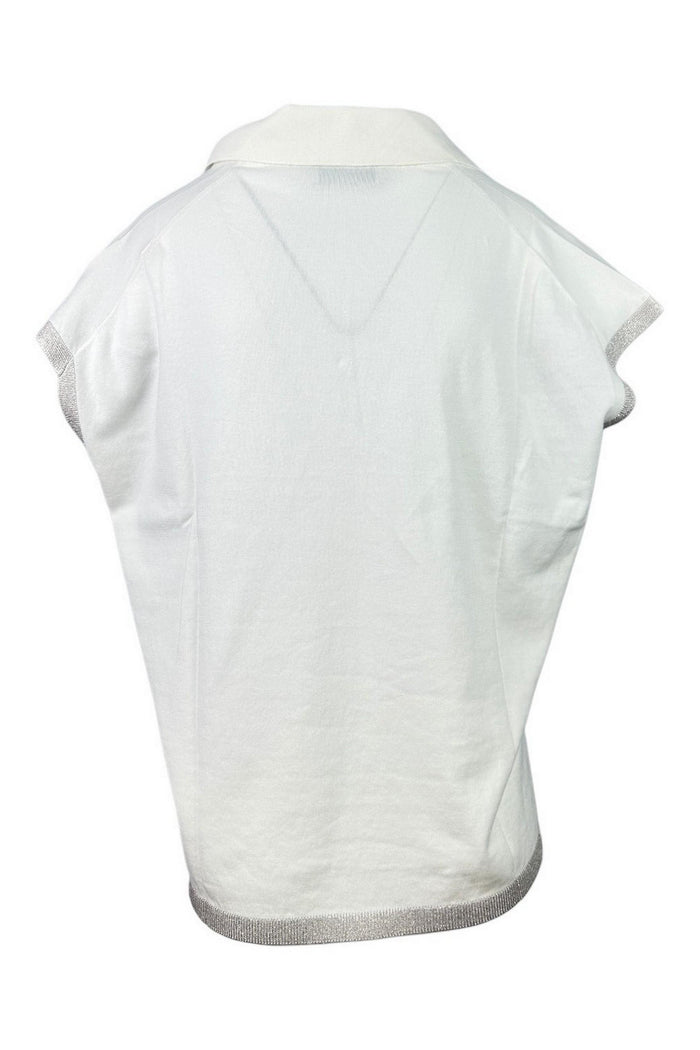 polo donna over dettagli lurex avorio