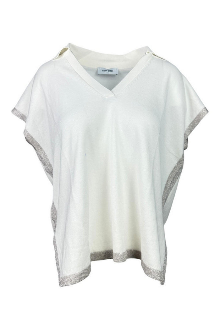 polo donna over dettagli lurex avorio