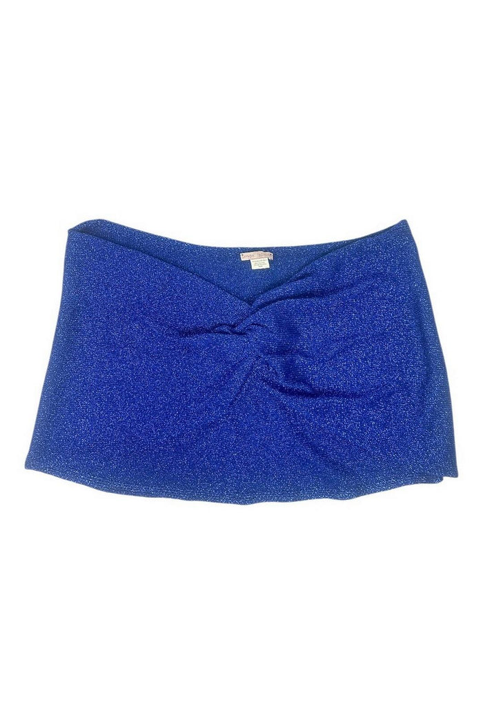 poncho donnai in lurex con nodo blu