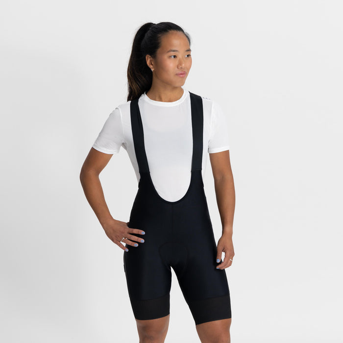 Rogelli Power korte fietsbroek dames zwart gedragen voorkant.