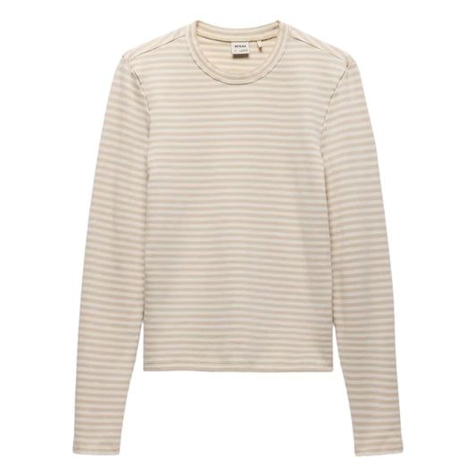 PRANA Women's Long Sleeve Lotus Tee Shirt Stone Stripe