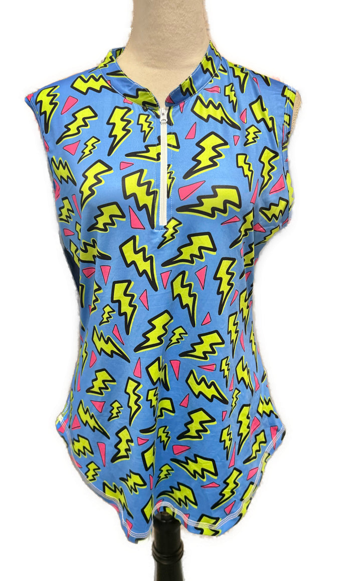 Proud 90 Women's 90's Print Sleeveless Golf Polo Size L
