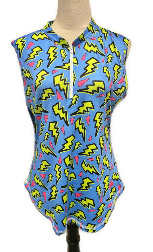 Proud 90 Women's 90's Print Sleeveless Golf Polo Size L