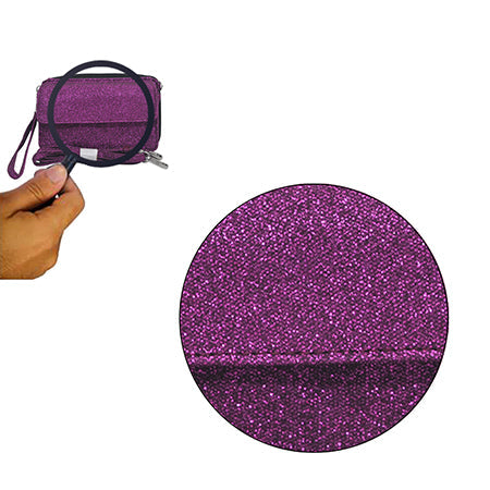 purple glitter all-in-one wallet, NGIL wallet, cheer wallet, dance wallet, gymnastics wallet, sports wallet, competition travel wallet, glitter wristlet wallet, crossbody wallet purse, wallet with phone pocket, wallet with card slots, glitter travel organizer, canvas glitter wallet, team mom wallet, coach accessory wallet, all-in-one glitter purse, zippered wallet bag, small glitter crossbody, sparkle wallet for girls, competition day wallet, dance mom wallet, cheer coach wallet