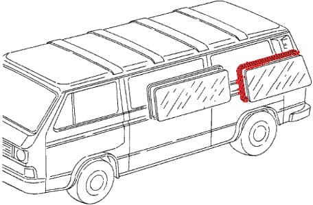 Rear Side Window Seal for all Vanagon 80-92, No Chrome Version, 253845341