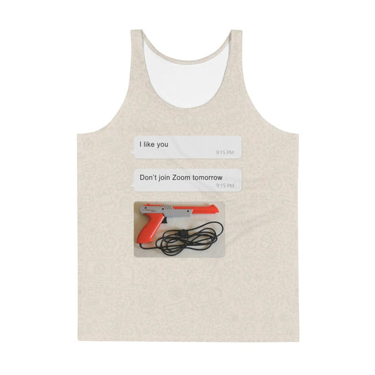 Set against a sandy parchment beige background with faint app-style doodles, this graphic combines dark corporate humor with vintage gaming. Contact us with accessibility feedback, we'd love to help!