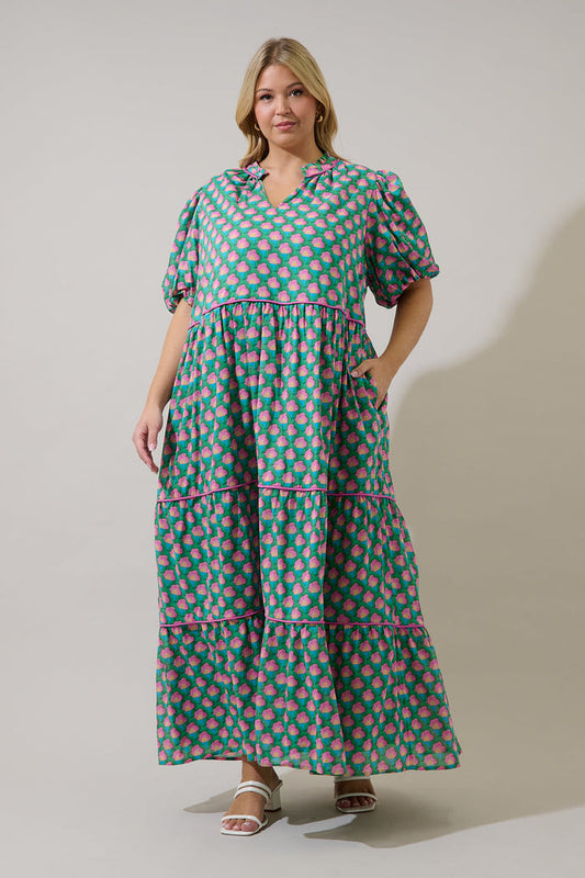 Renley Tiered Maxi Dress Gercy Abstract Curve
