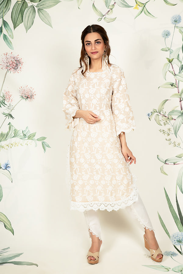 Rosebud Kurta Beige