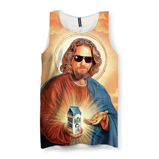 Rendered as classical Byzantine iconography, a realistic portrait depicts a relaxed cult cinema icon (sporting a goatee and dark sunglasses) canonized as a saint. Contact us with accessibility feedback, we'd love to help!