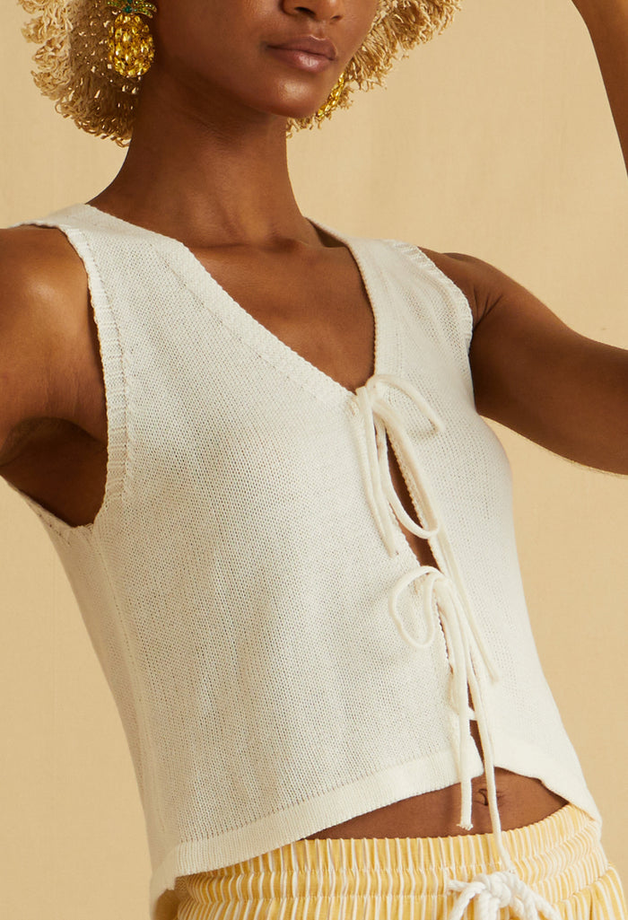 Salina Salt Tie-Front Crochet Knit Top