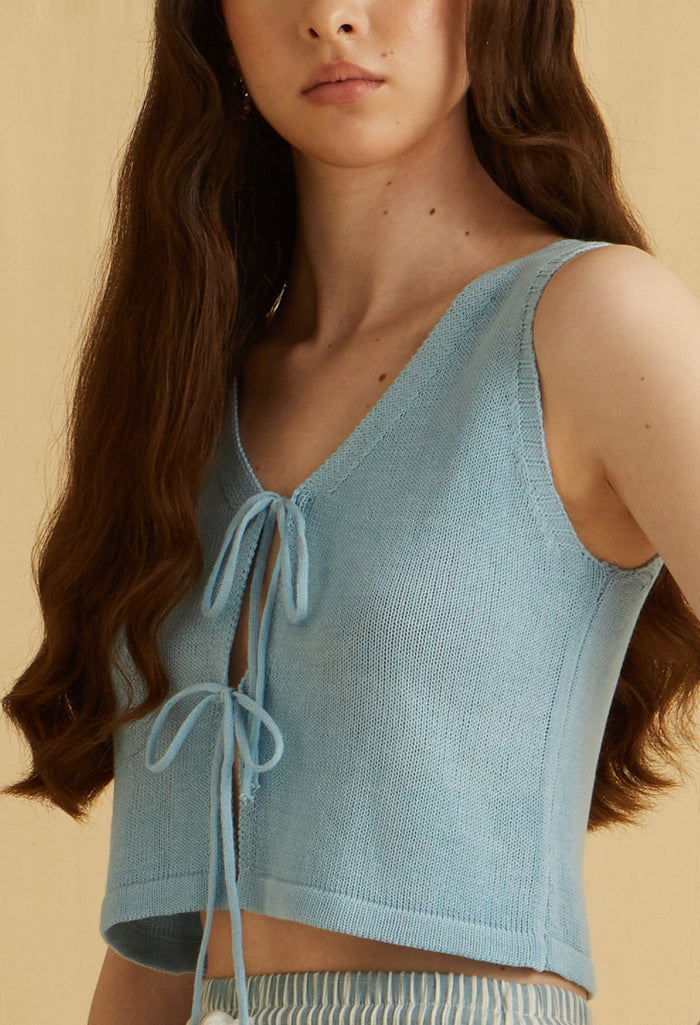 Salina Salt Tie-Front Crochet Knit Top
