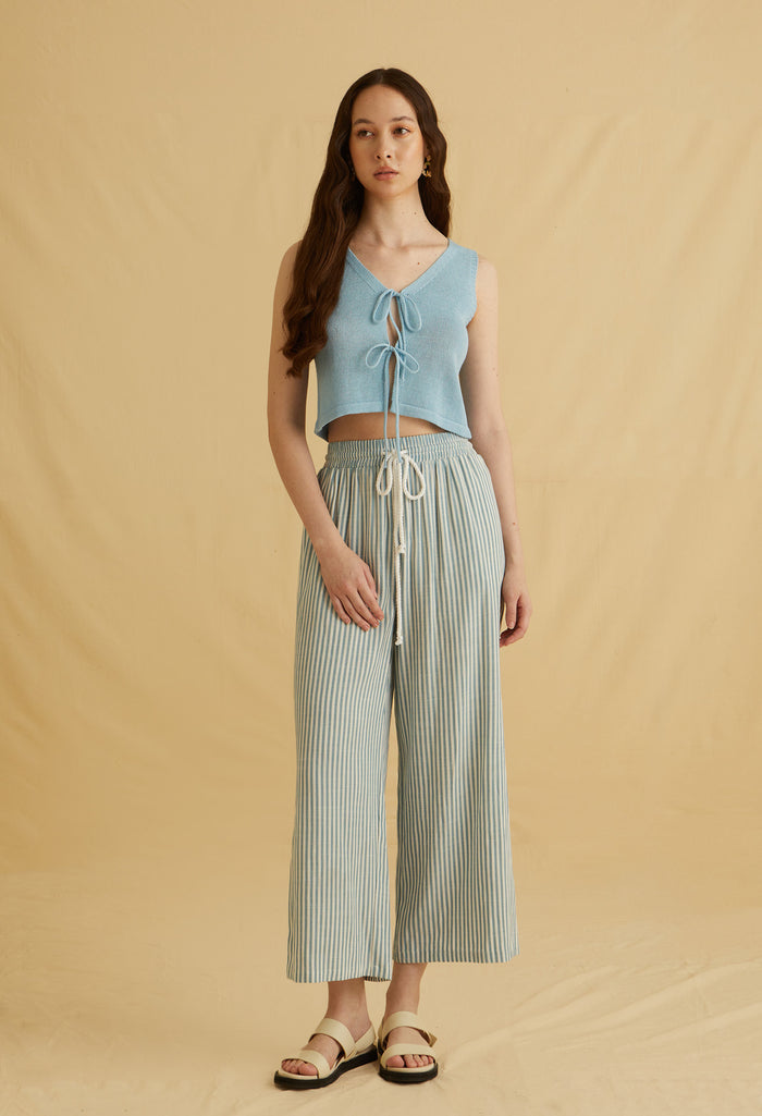Salina Salt Tie-Front Crochet Knit Top