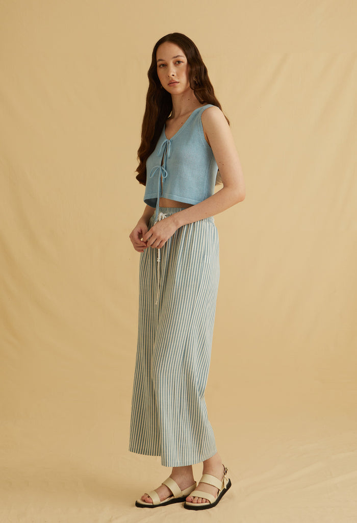 Salina Salt Tie-Front Crochet Knit Top