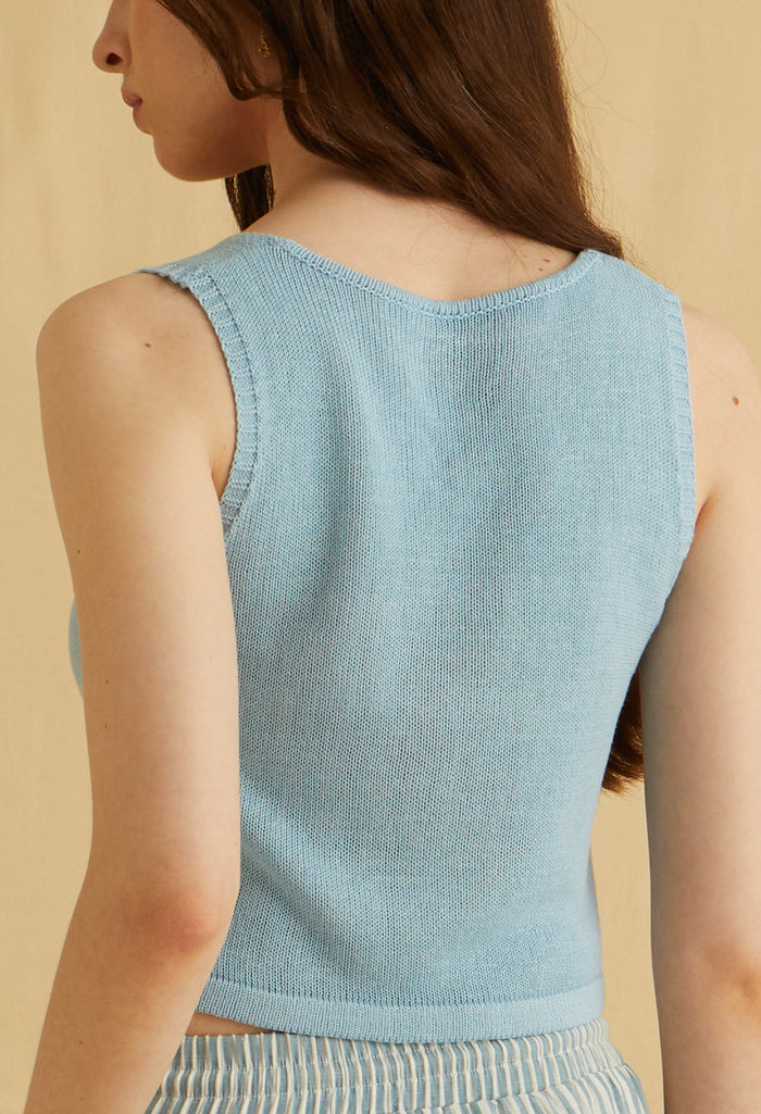 Salina Salt Tie-Front Crochet Knit Top