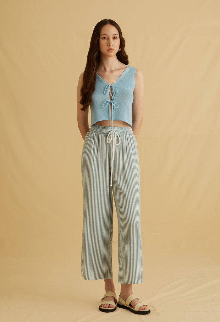 Salina Salt Tie-Front Crochet Knit Top