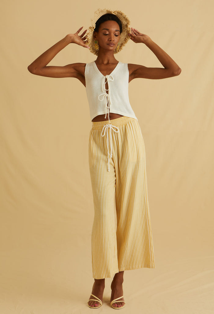 Salina Salt Tie-Front Crochet Knit Top