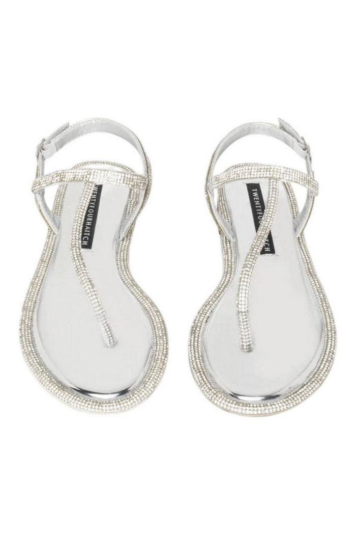 sandalo donna strass argento