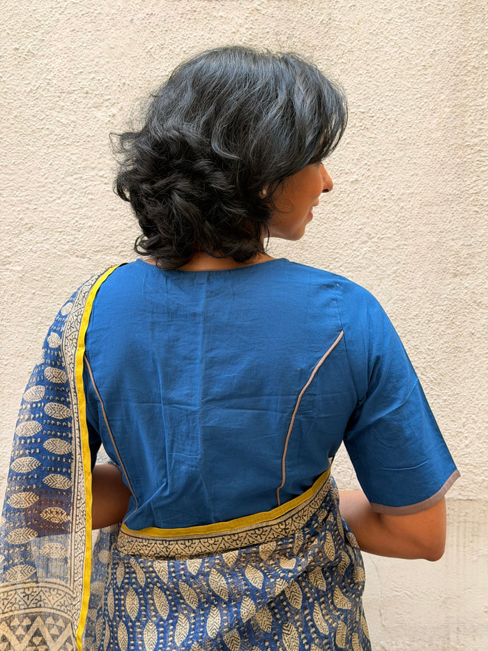Sarla plain indigo cotton blouse