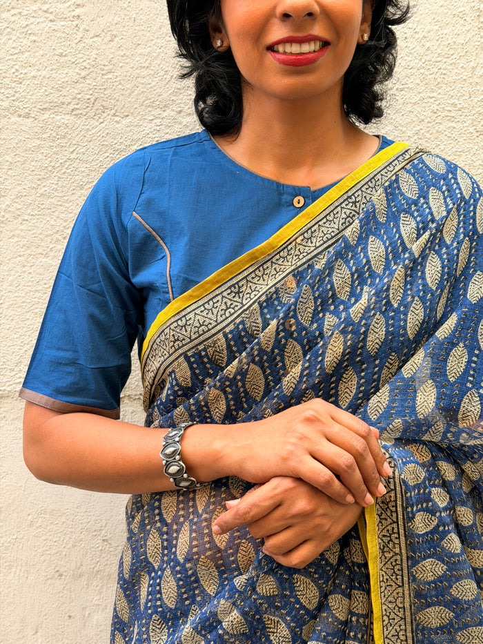 Sarla plain indigo cotton blouse