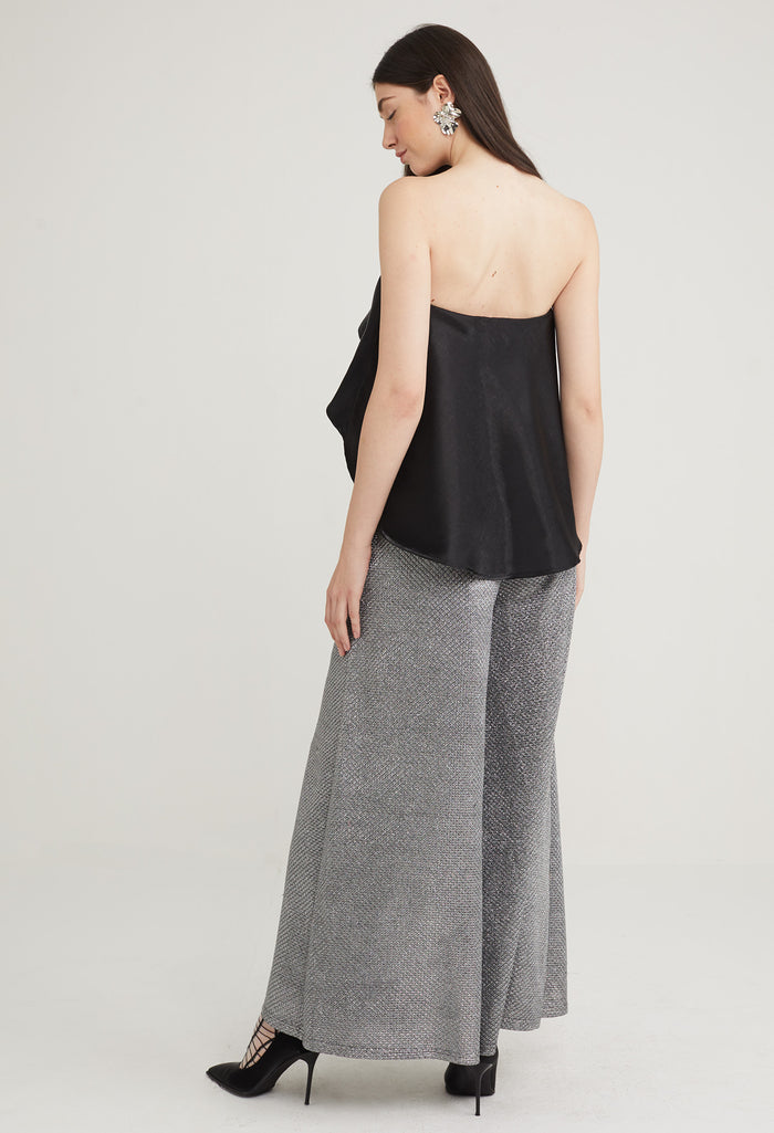 Satin Drop Hem Strapless Top