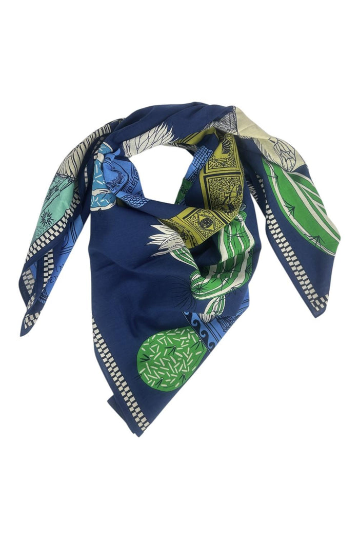 sciarpa donna 100x100 fantasia tequila blu