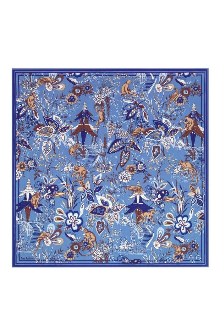sciarpa donna 130x130 fantasia pagode blu