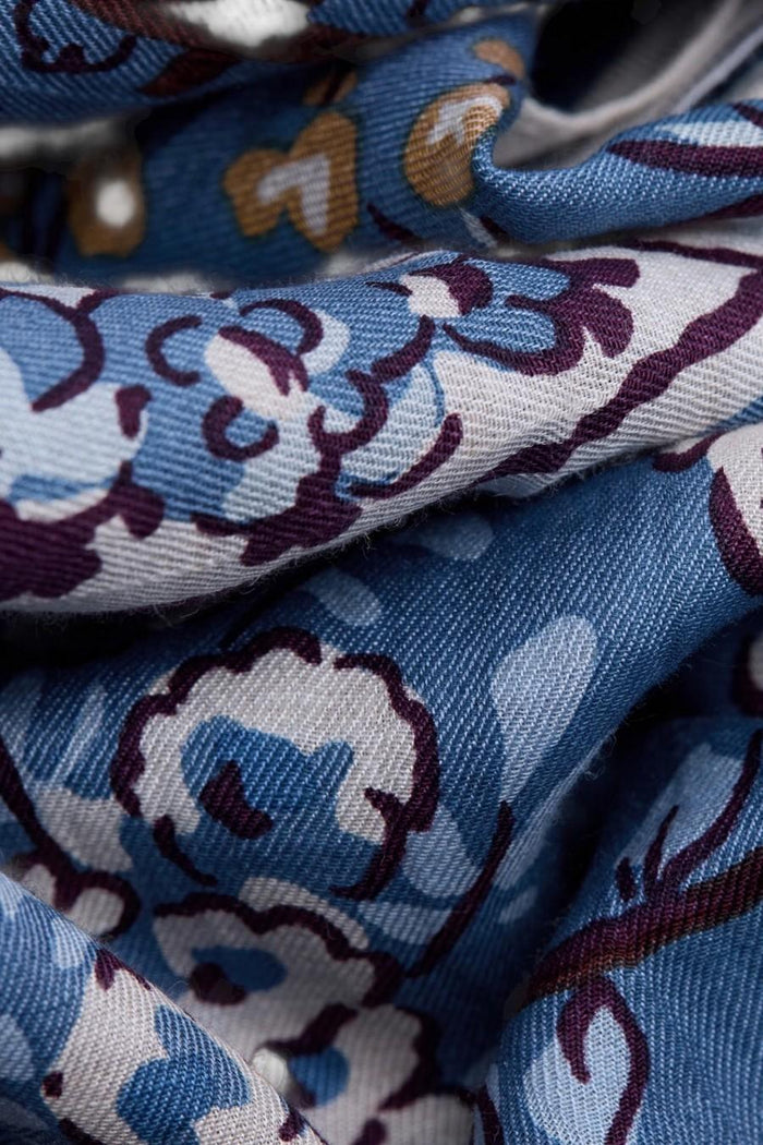 sciarpa donna 130x130 fantasia pagode blu