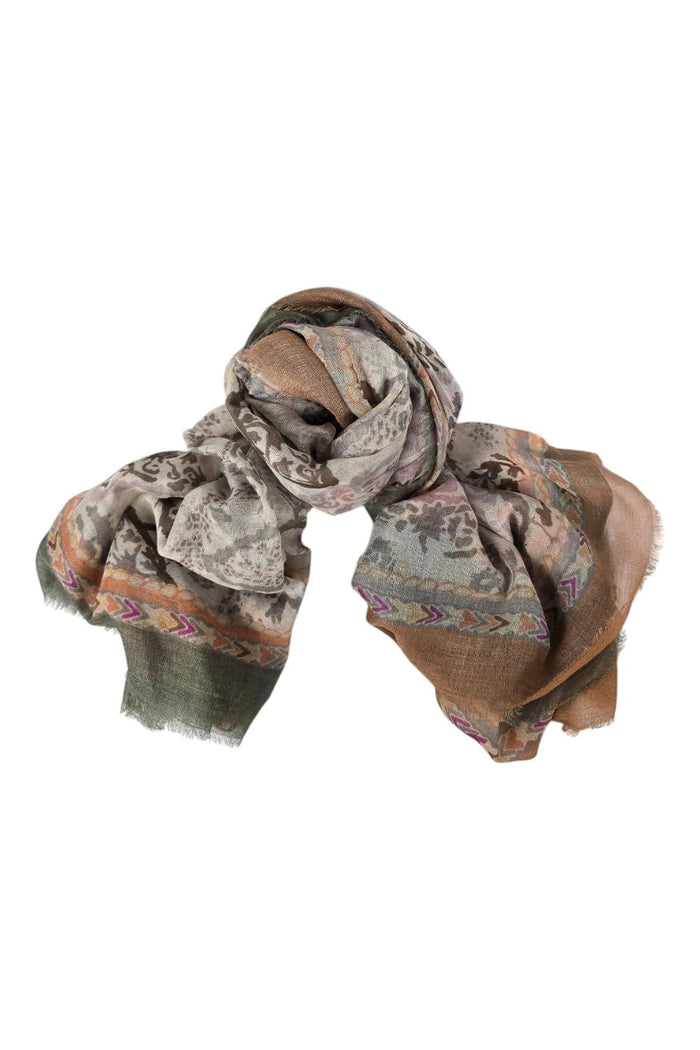 sciarpa donna fantasia cachemire militare e rosa