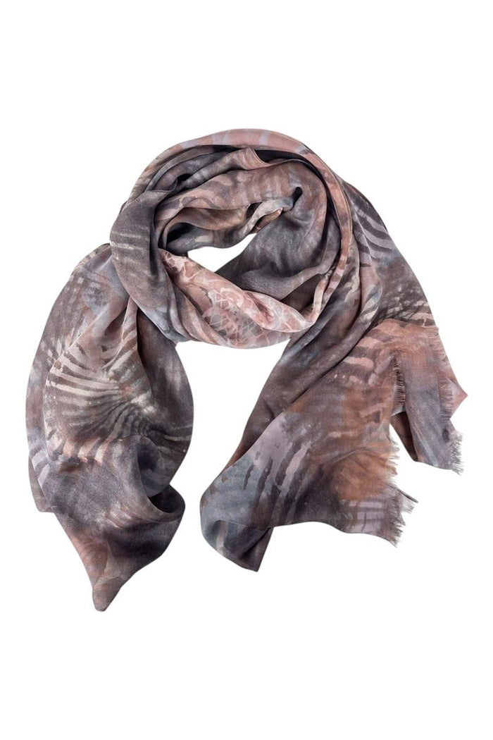 sciarpa donna fantasia foglie malva