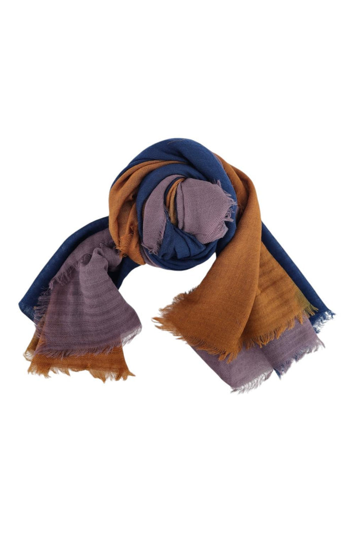 sciarpa donna sfumata blu e ocra