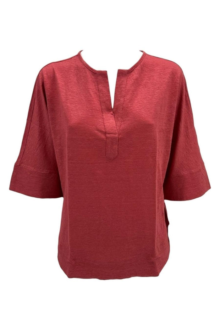 serafino donna in jersey di lino corallo
