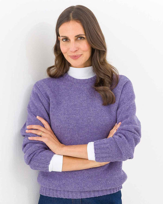Shetland Wool Crew Neck Jumper - Lilac - The Classic Boutique