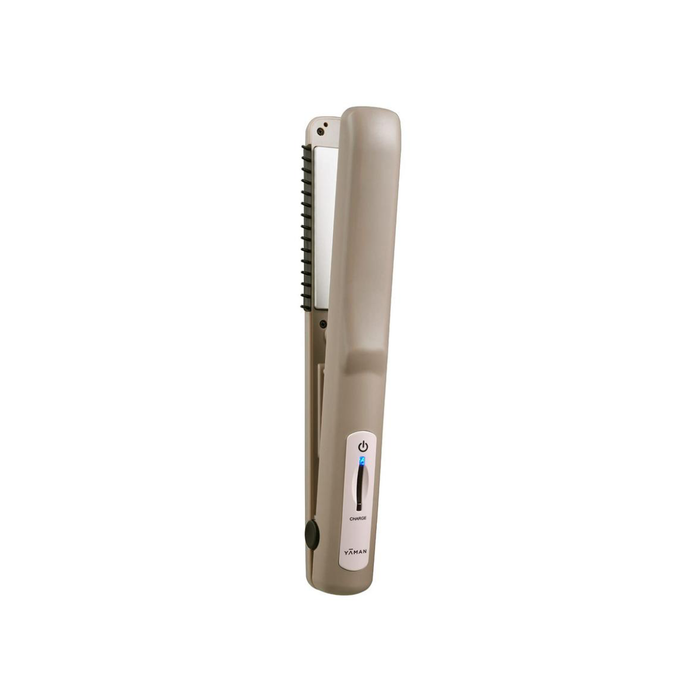 Beige door handle with visible brand logo on a white background