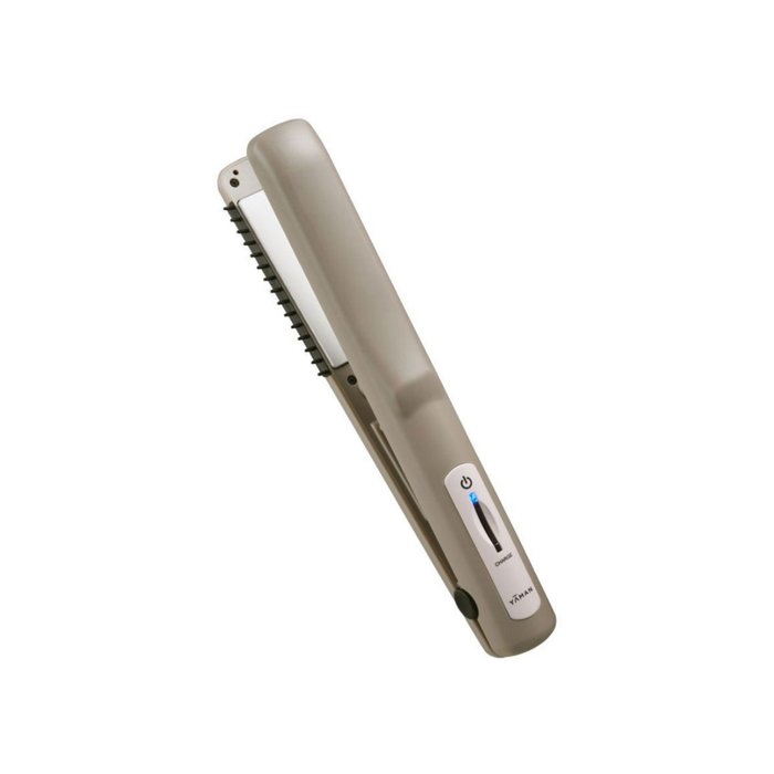 Beige hair straightener on a white background