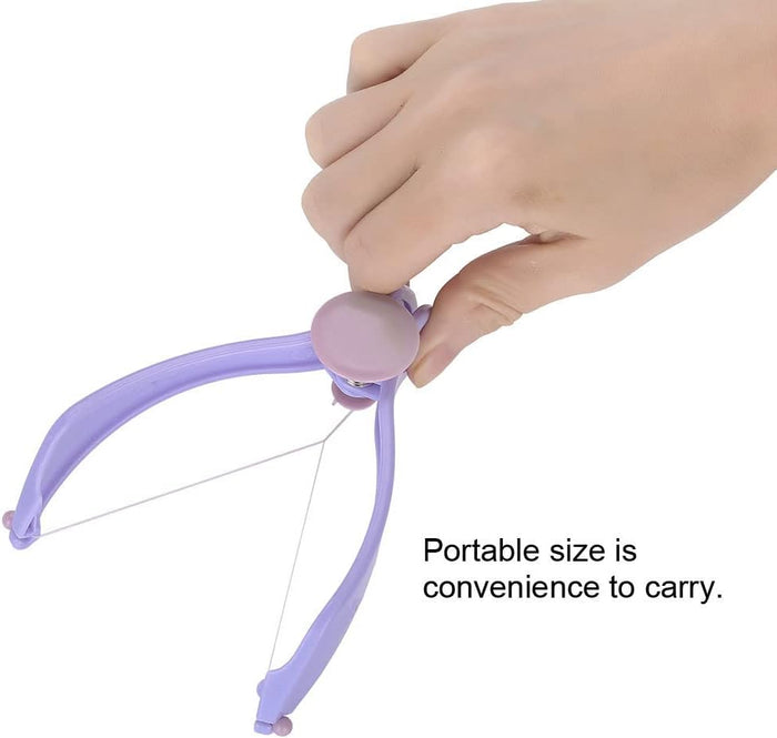 Hand holding a small purple bow and arrow set with text 'Portable size is convenience to carry