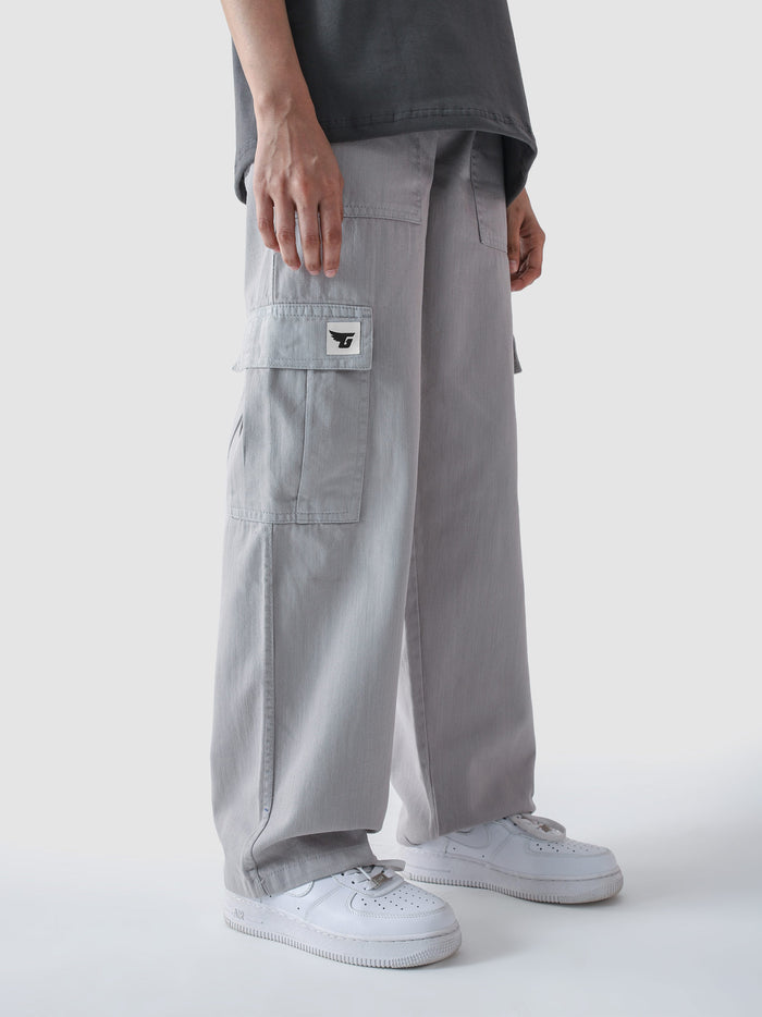 Slate grey VII cargo pants male model full body front view Pakistan – GROOVY