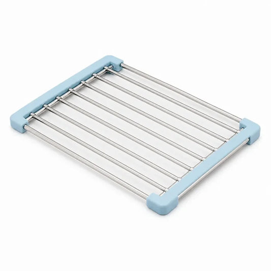 Slatted Stainless Steel Over-Sink Drying Rack (Non-Slip Rubber Corners)