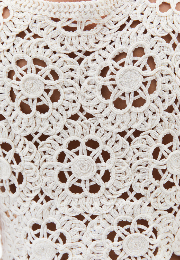 Sleeveless Blouse With Crew Neck - ALMOND MILK